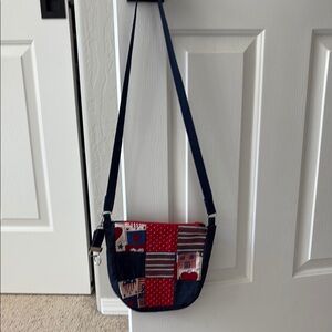 Hand crafted Patchwork Crossbody Bag in Red and Blue